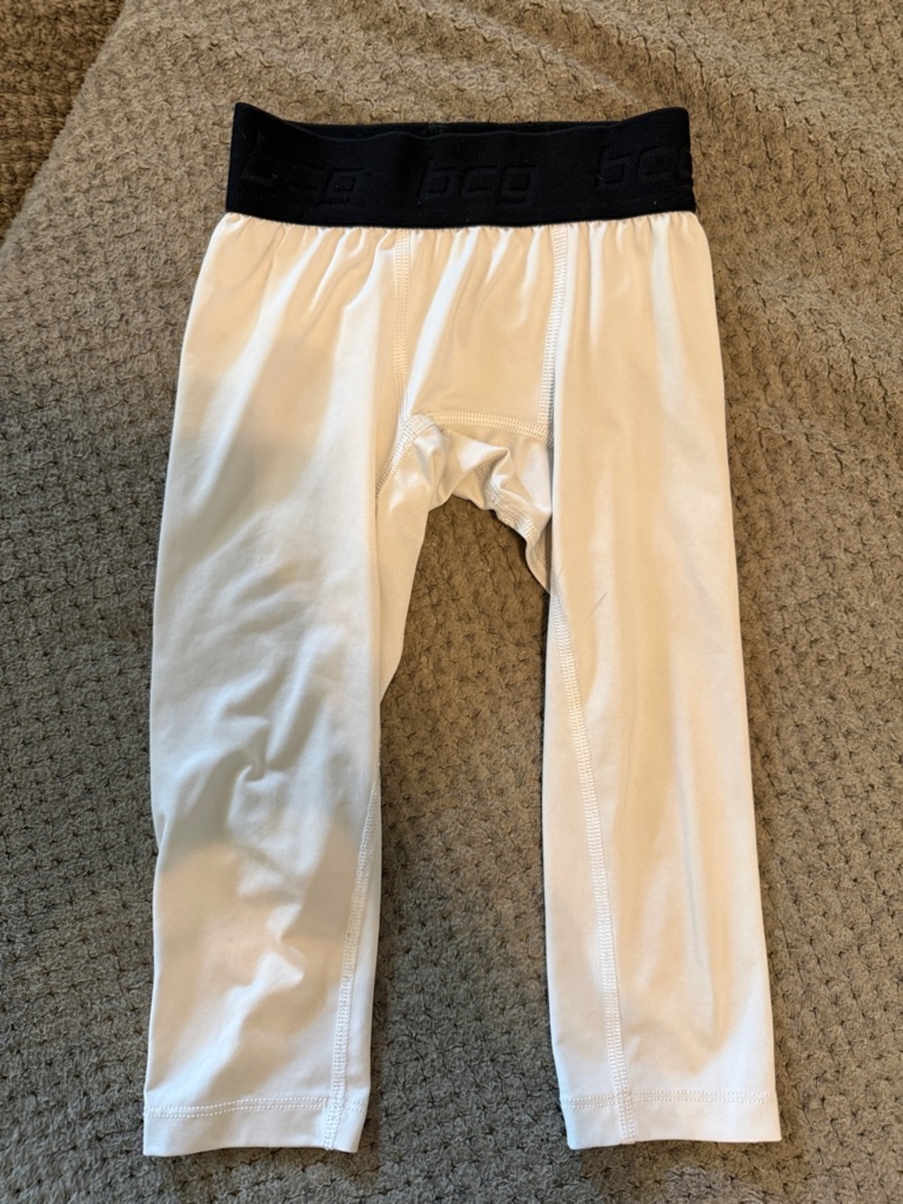 bcg White Leggings with Black Elastic Logo Waistband